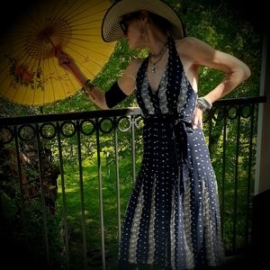 MICHAEL Michael Kors Navy and White Maxi Dress